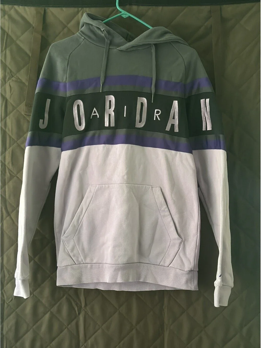 Air Jordan Men's Jumpman Colorblock Fleece Pullover Hoodie Purple Grey Size S